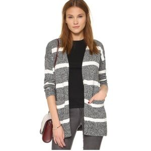 Madewell Striped Gray and White Charlie Cardigan Sweater Size XXS